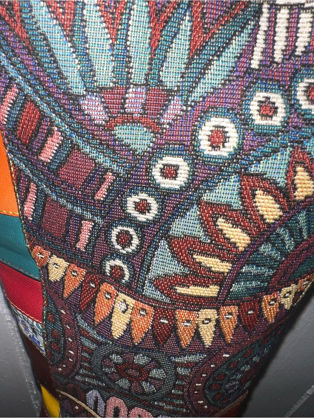 Tall Leather Tapestry Boots Women’s 39 (8.5) Boho Zip - Picture 8 of 10